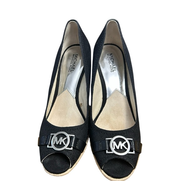Michael Kors Black Meg Espadrille Wedge 10 - Picture 2 of 5